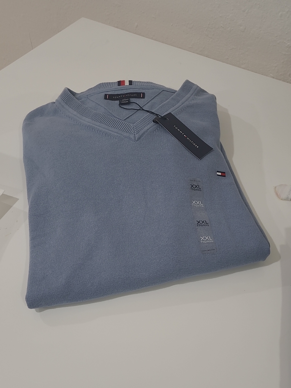 Tommy Hilfiger Men's V-Neck Sweater - Pale Blue